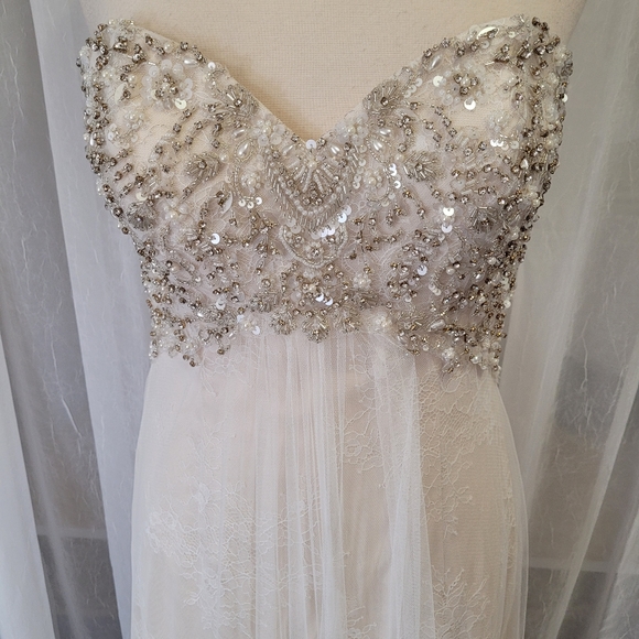 Justin Alexander Empire Waist Beaded English Net Cage Bridal Gown STYLE 8871 - Picture 7 of 14